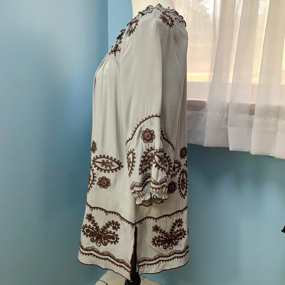 Anthropologie Blue Tassel Embroidered Silk Dress Size XS - Picture 3 of 7